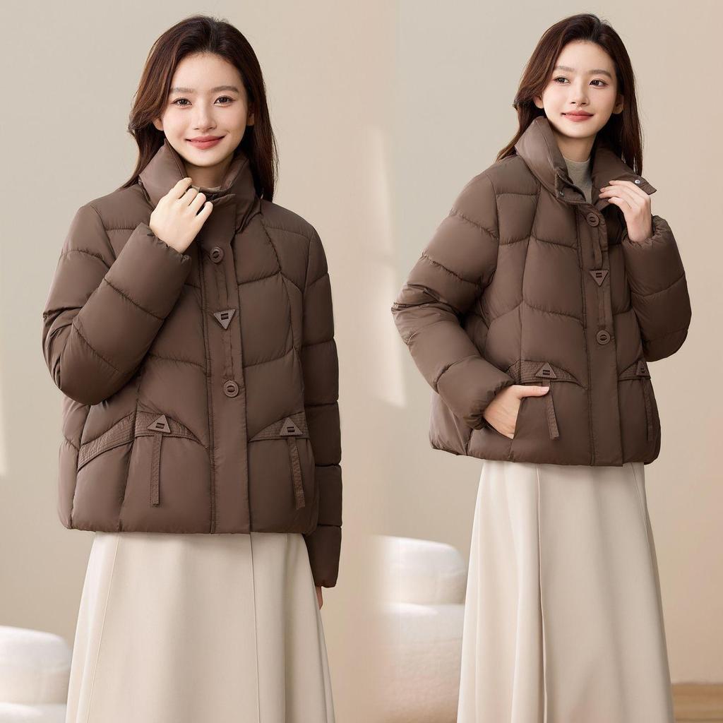 Kurze lässige Daunen-Baumwollkleidung für Herbst und Winter, verdickt, klein, modisch und dünn, warme Baumwollkleidung für Damen