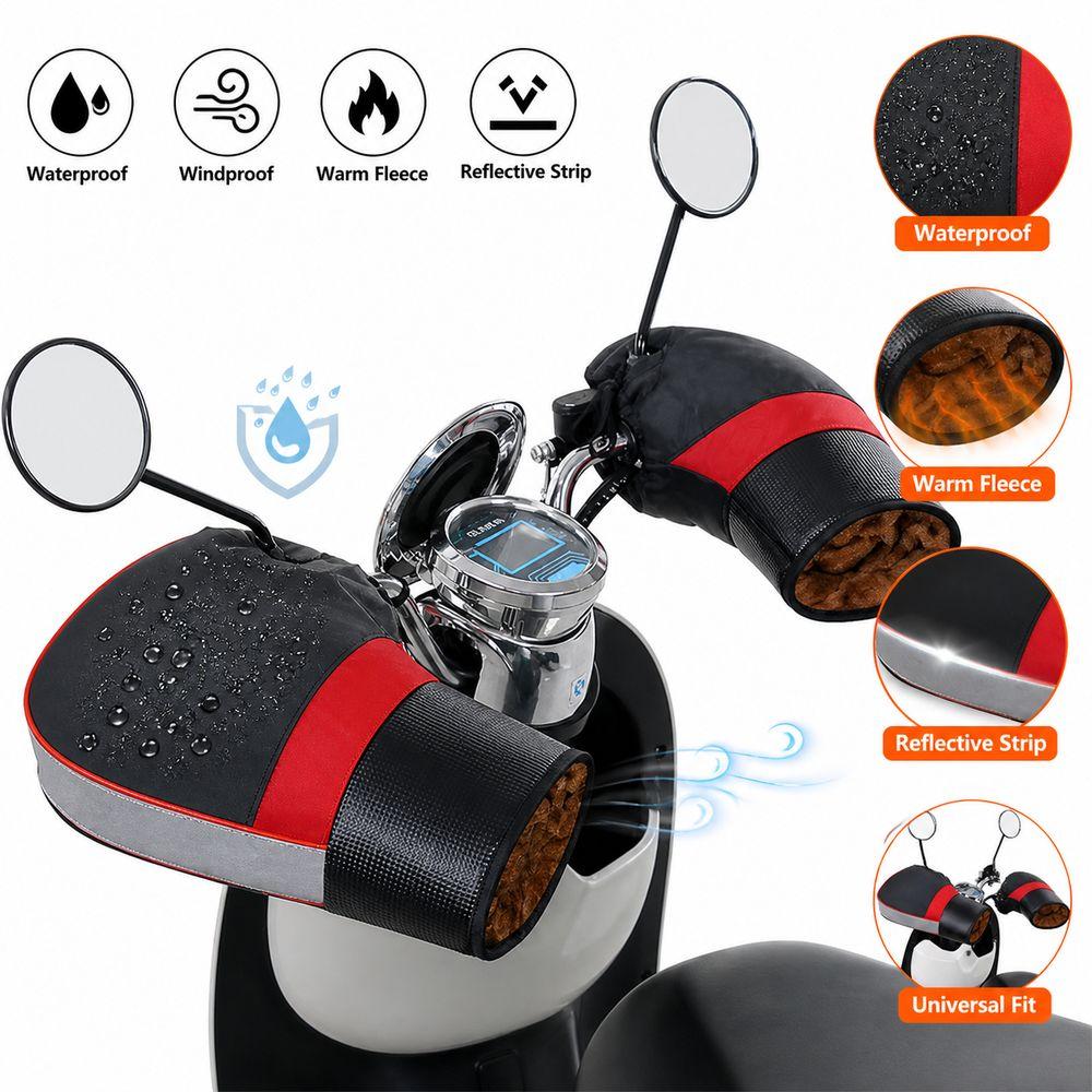 Thickened Cotton Motorcycle Handlebar Gloves Reflective Strips Handlebar Muffs Winter Riding
