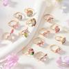 14Pcs/Box Children Cute Adjustable Rings Pretend Play Makeup Toys for Girls Gifts Flower Unicon Alloy Rings Fashion Beauty