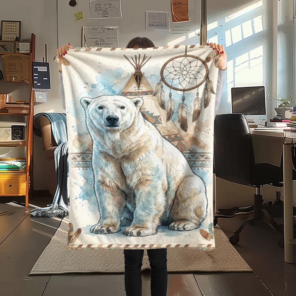1PC Bohemian Watercolor Animals Print FlAannel Blanket, High Quality Comfortable for All Seasons, Home Decor, Warmth and Comfort
