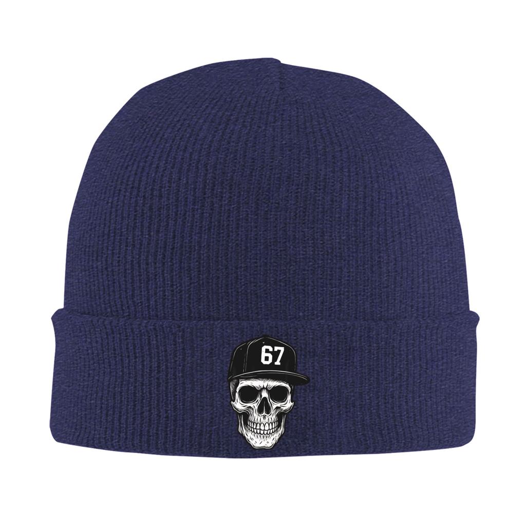 67 Skull Halloween Brainrot Meme Six Seven Skeleton Knit Hat Vintage Caps Male Hippie Beanie Hats Spring Elastic Bonnet Hats