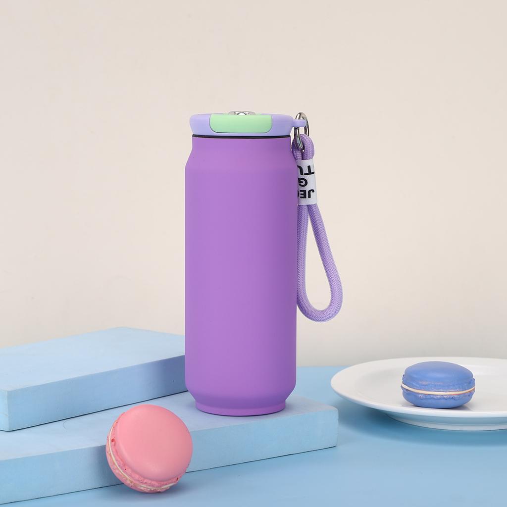 500ml Matte 304 Stainless Steel Water Bottle, Insulated Can-Style Flask with Carry Lanyard for Outdoor