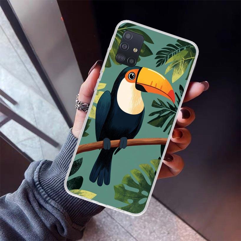 Tropical Toucan Phone Case For Samsung Galaxy A52 A51 A50S A32 A22 A12 A02S A72 A71 A31 A70 A30S Note 20 Ultra 10 Plus S10 Galax