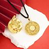 Ethnic Style Sand Gold Auspicious Dragon Round Pendant Necklace