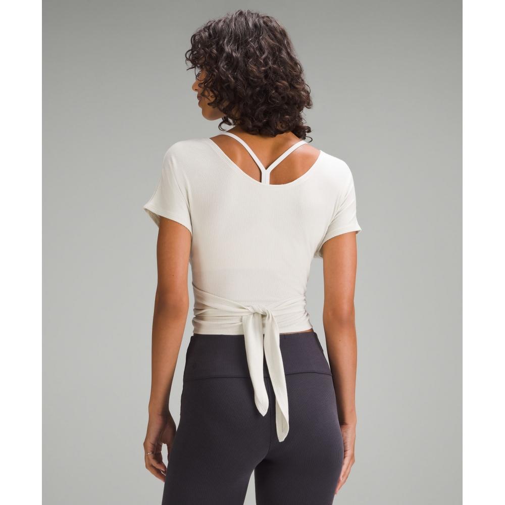 Lululemon Adjustable Ties Short Sleeve Shirt Bone