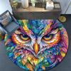 Colorful Owl Round Area Rug,Carpet Rug for Living Room Bedroom Sofa Playroom Decor,Non-slip Floor Mat