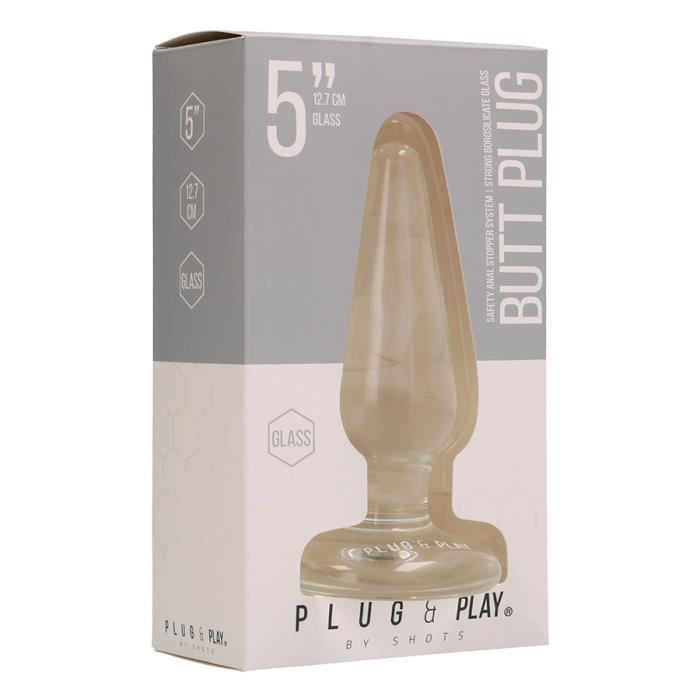 Butt Plug - PLUG & PLAY - 5” - Verre - Transparent - Ergonomique