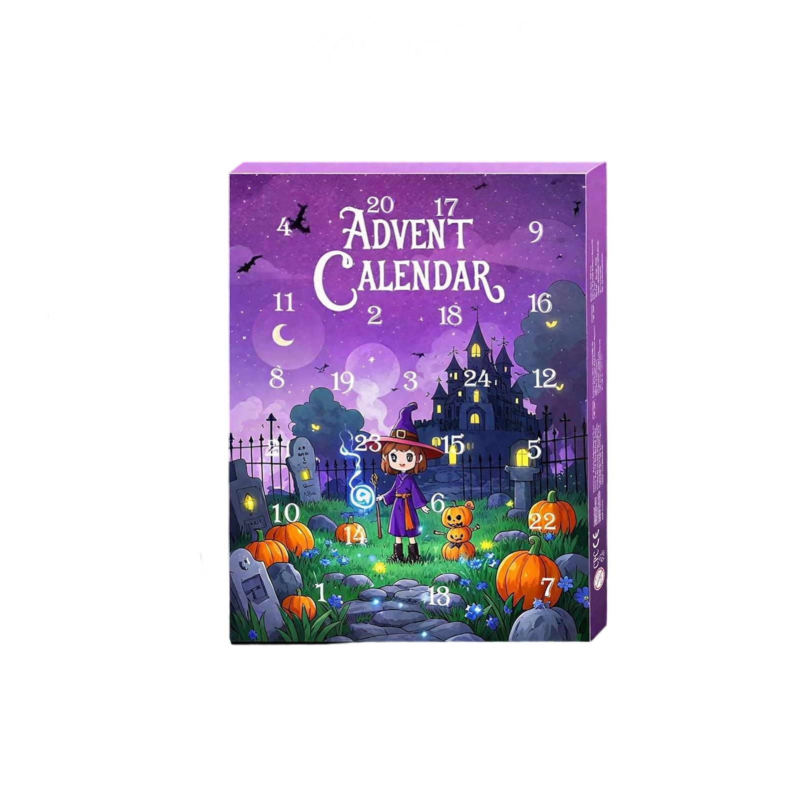 

Хэллоуин Адвент-календарь 2025 для девочек и мальчиков с 24 днями уникального подарка, обратный отсчет, календарь, жуткий замок, сделай сам, креативный шарм, подвеска, браслет One Size