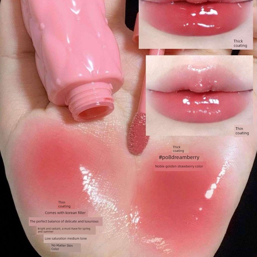 Pinkbear Lip Gloss 2.0 Water Gloss Essence Mirror Lipstick for Women, Non-Stick Cup, Transparent Layered Application