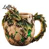 Tabletop Display Ornament Fantasy Dragon Egg Mug Stainless Steel Liner 3D Relief Baby Theme Party Props Coffee Cup Realistic Resin Desktop for Home