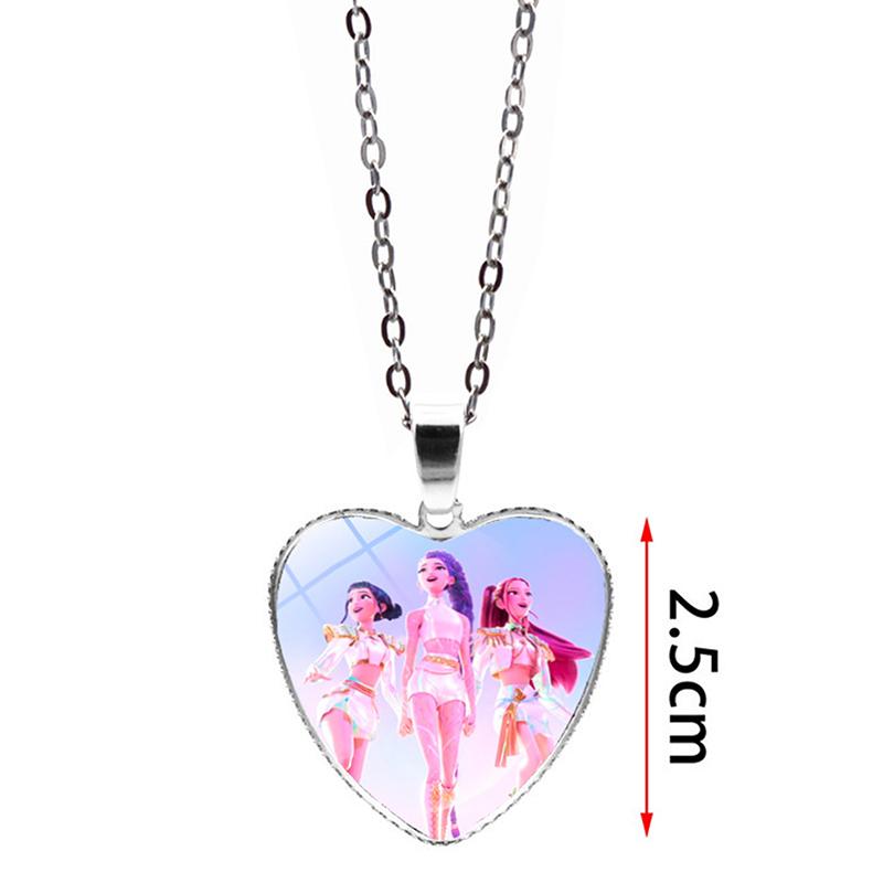 Kpop Demon Hunters Heart Necklace - Rumi Zoey Mira Anime Film Alloy Jewelry Pendant For Fans Gifts