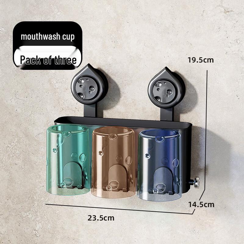 YIXI Suction Cup Toothbrush Holder with 3 Cups