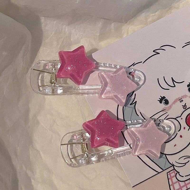 Søt rosa stjerne Pentagram Hårklemme Student Girly Søt sjarm Nydelig hårnål Estetikk Y2K hårtilbehør til kvinner Gave