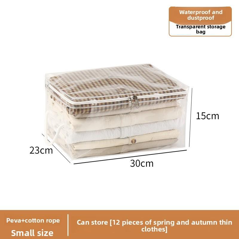 Large Capacity Transparent Peva Packing Bag With Handle For Moving And Closet Storage