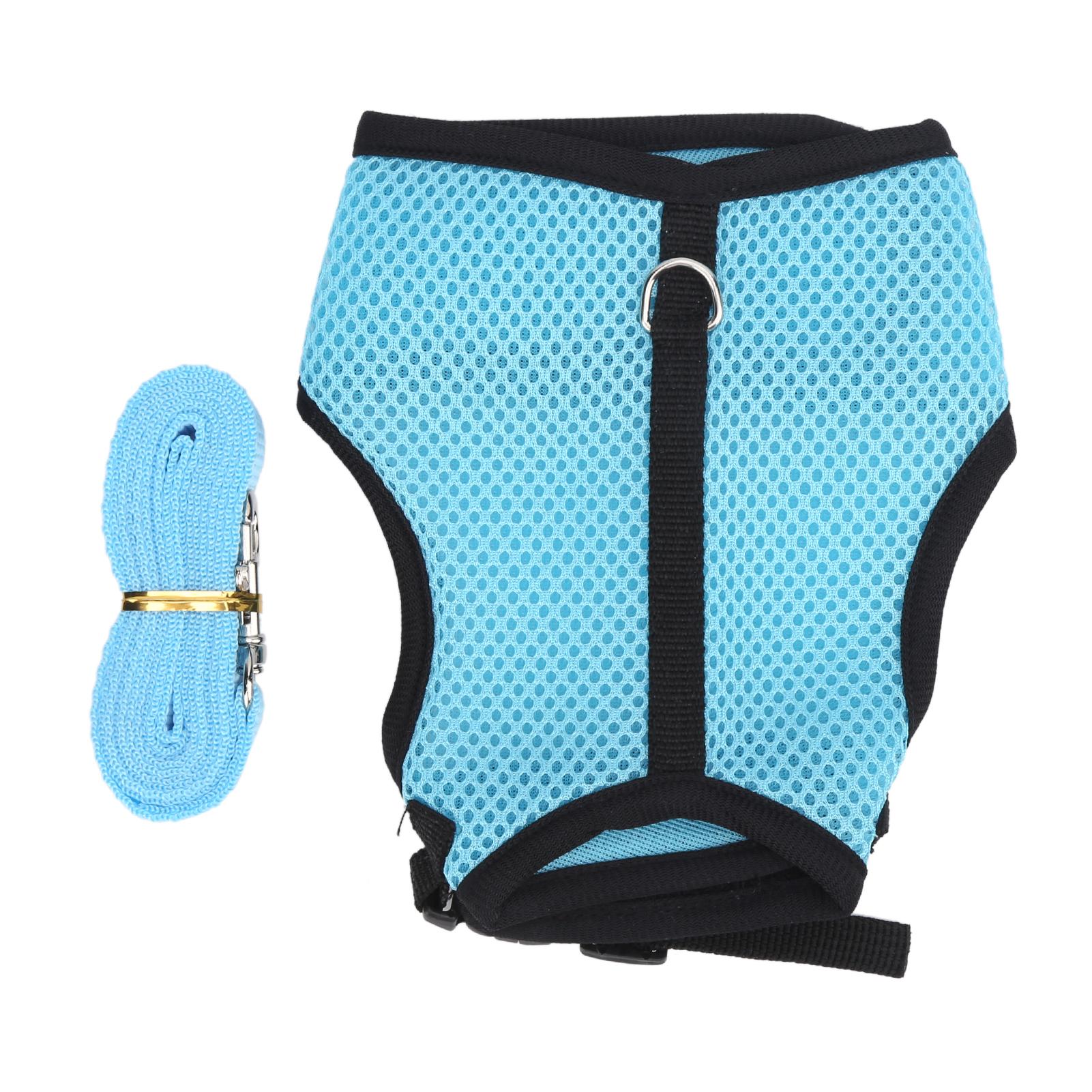 

Регулируемая мини-шлейка-жилет для питомцев и набор поводков Сетчатый поводок для кроликов Морская свинкаL Голубой M светло-синий