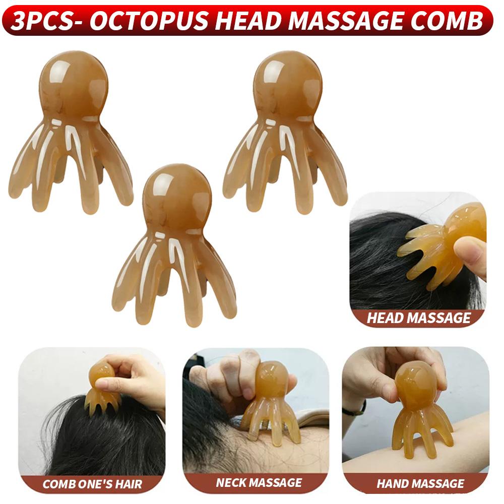 6PCS/3PCS/1PC Octopus Head Massager Comb - Used for relaxing meridians and acupressure massage, handheld design for soothing the