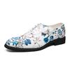 Men’s Shoes Derby White Flower Print Dress Shoes Tuxedo Wedding Blazers Saddle Shoes Plus Size