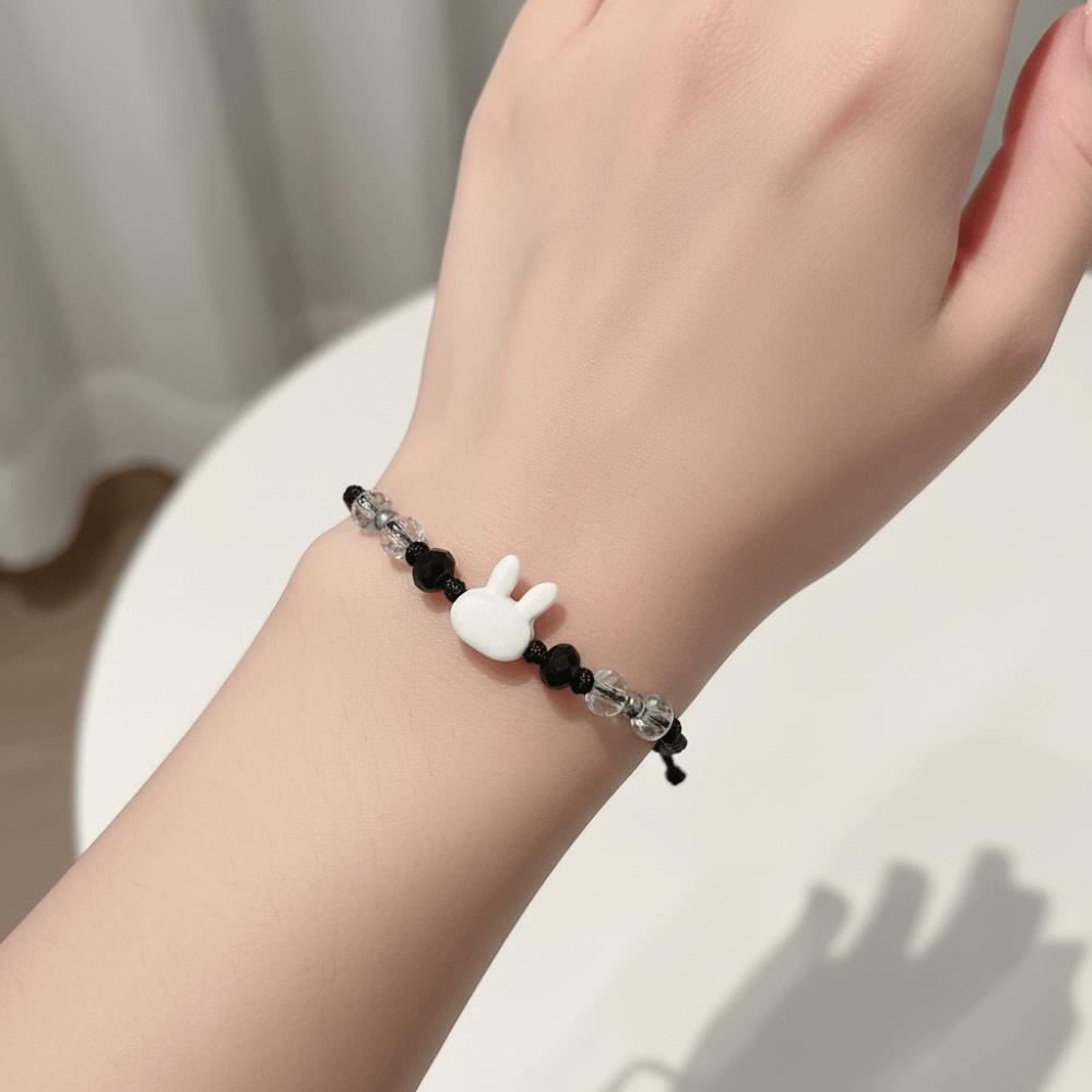 Moonstone Obsidian Couple Bracelet Minimalist Design Cat Bracelet  Couple Wear