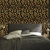 Flowers and Leaves Wallpaper Ochre and Black for Living Room and Bedroom 50x1000