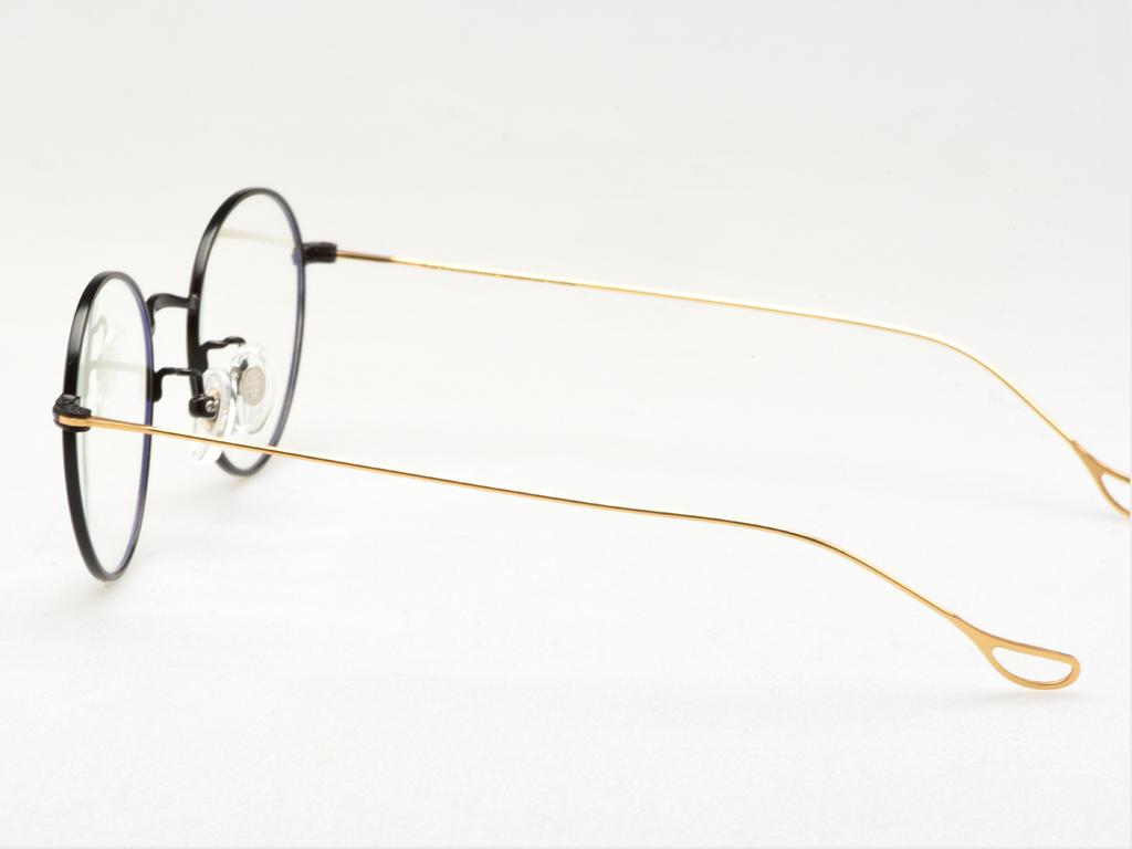 Alloaiweeo [Alo:Ctzen] Ci8709B C2 Beta Titanium Ultra-Light Black/Gold Slim Eyeglass Frame