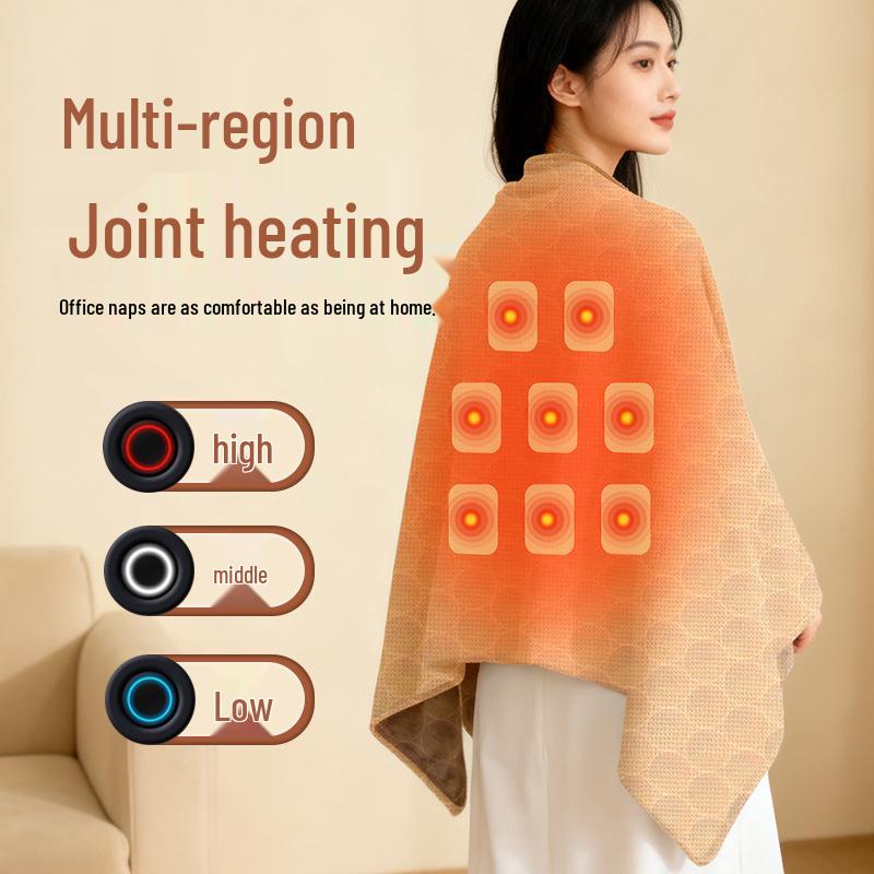 Portable Electric Graphene Heated Shawl Blanket - Mobile Charging for Winter Warmth