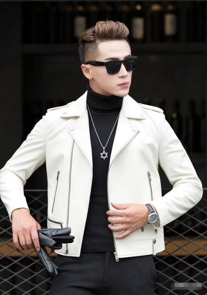 Steelstamp printed leather jacket men's spring and autumn lapel zipper locomotive riding trend fashion loose casual pu leather jacket