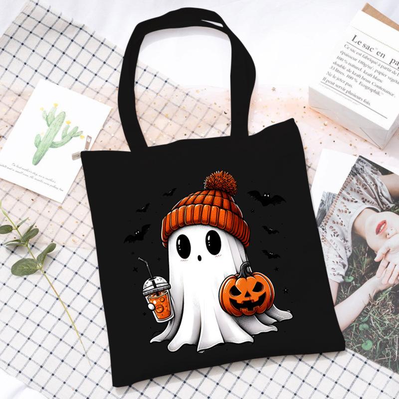 Halloween Printed Shoulder Bag Female Large Capacity Student Canvas Bag Tutoring Shopping Bag