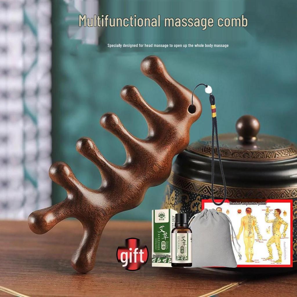 Genuine Sandalwood Cervical Lymphatic Massager & Hair Grow Comb