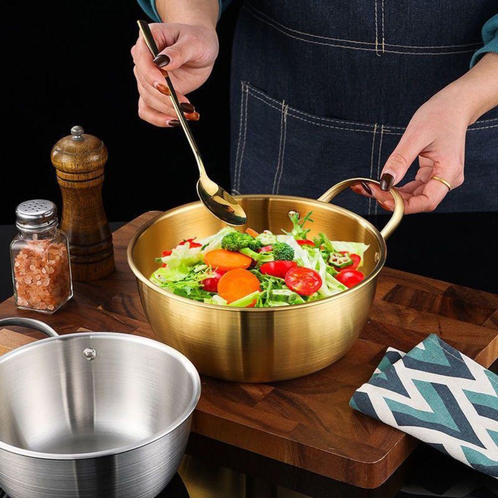 Stainless Steel Noodles Bowl Thickened Fruit Salad Bowls Multi-purpose Food Containers  Cooking