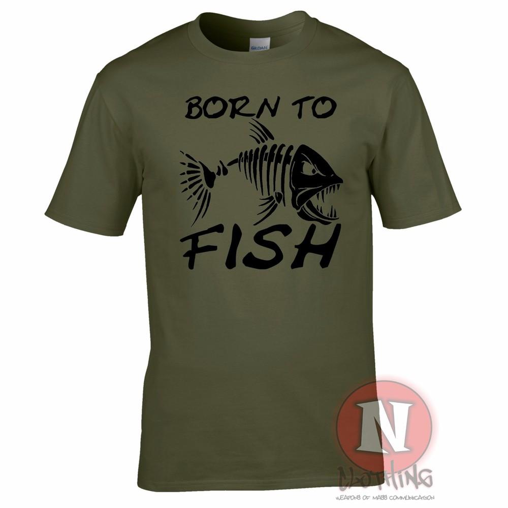 Born To Fish TShirt Angling Carp Fly Sea Fishing Rod For Birthdays Fathers Day