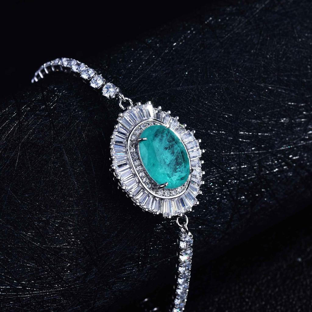 Luxury Full Diamond Imitation Natural Paraiba Bracelet Xiaohongshu Recommended Bracelet