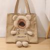 Canvas Dog and Cat Handbag with Exposed Head Bear Shape Shoulder Bag Canvas Outdoor Convenient Small Cat and Dog Pet Supplies