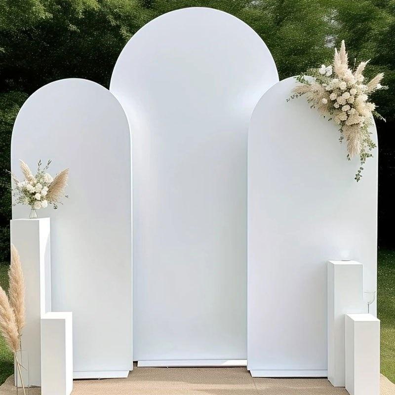 3pcs Wedding Arch Set Backdrop Cover with Elastic Fabric Dome Double-Sided Stretchable Thin Fabric Suitable for Wedding Showers