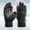 Anti-slip PU Anti-cold Mittens Soft Plush Thickened Gloves Gift Windproof Finger Mittens  Skiing