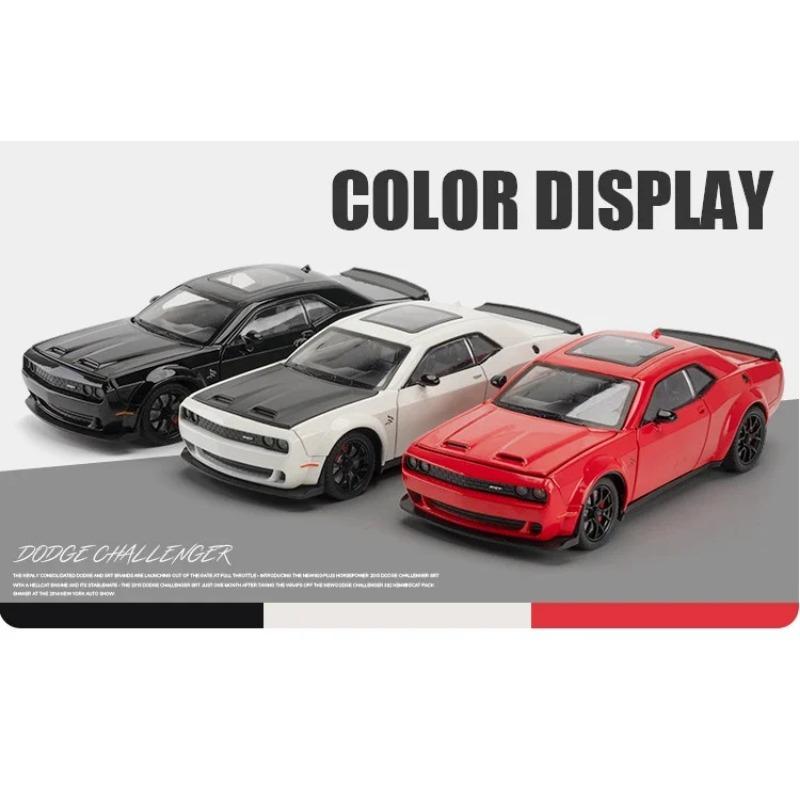 Maßstab 1/24 Dodge Challenger Hellcat SRT Legierung Modellauto Diecast Metall Miniaturauto Ton und Licht Sammlung Kinderspielzeug Fahrzeug
