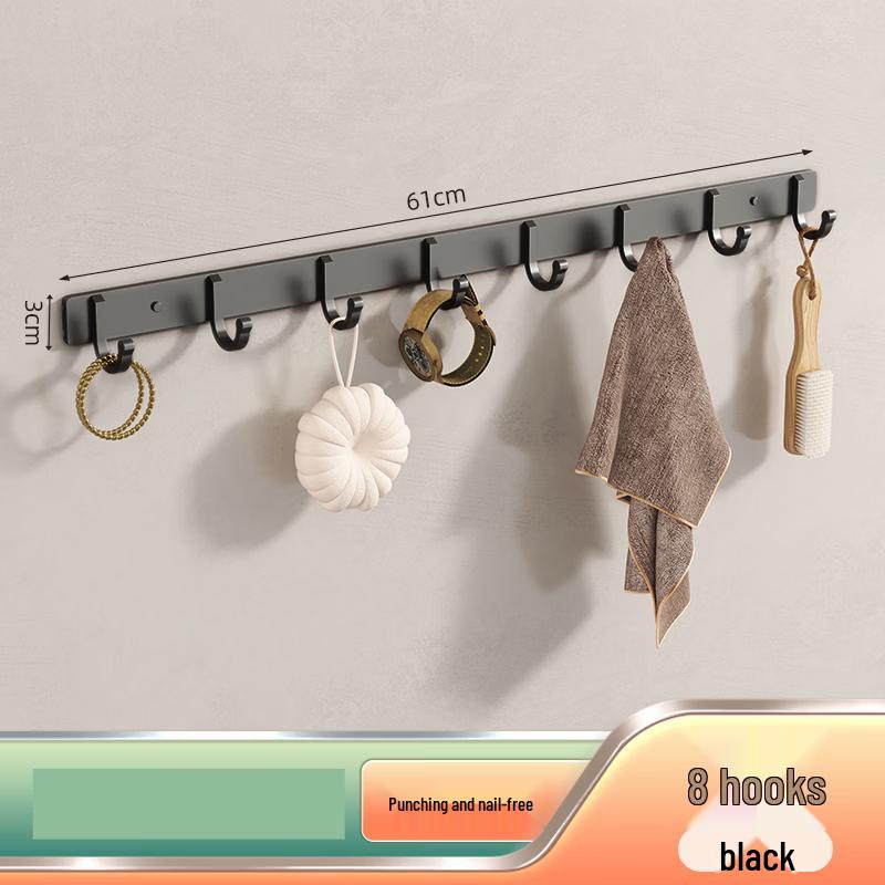 cmaos Black 8-Hook Wall Mounted Bathroom Rack (2-Pack)