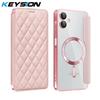 KEYSION Plating PU Leather Flip Wallet Case for Samsung A07 A06 A05 Cards Slots Magnetic Phone Back Cover for Galxy A05 A06 A07