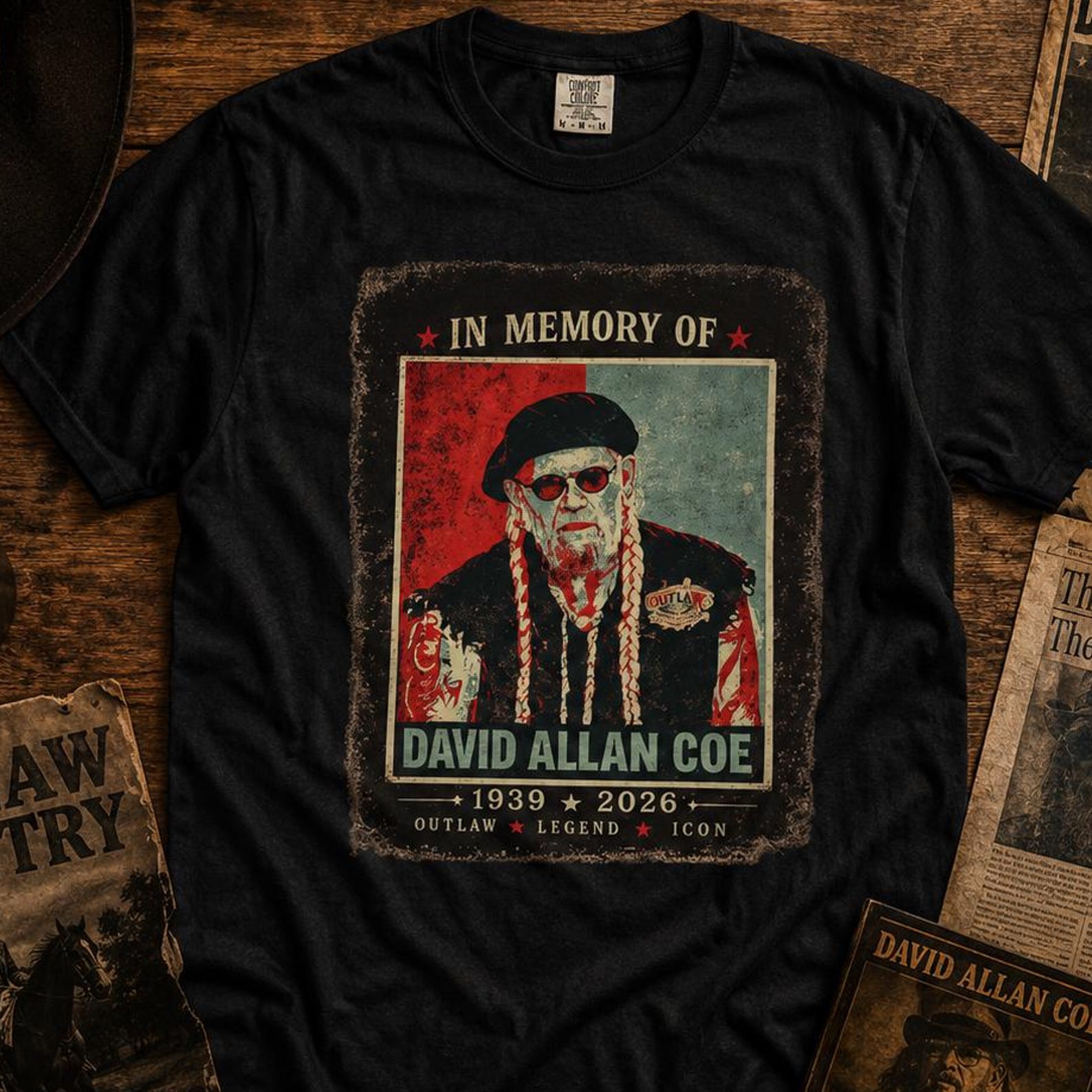 Comfort Colors® David Allan Coe Memorial Shirt Vintage Outlaw Country Tee 2XL