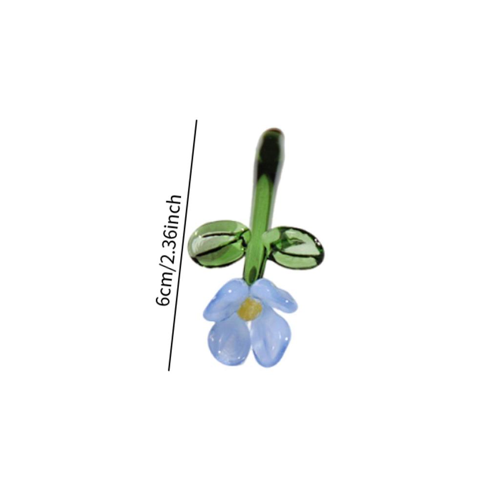 Mini Glass Flower Ornament Crafts Home Decoration Artificial Flower Floral Figurine for Desktop Summer Anniversary Home Party