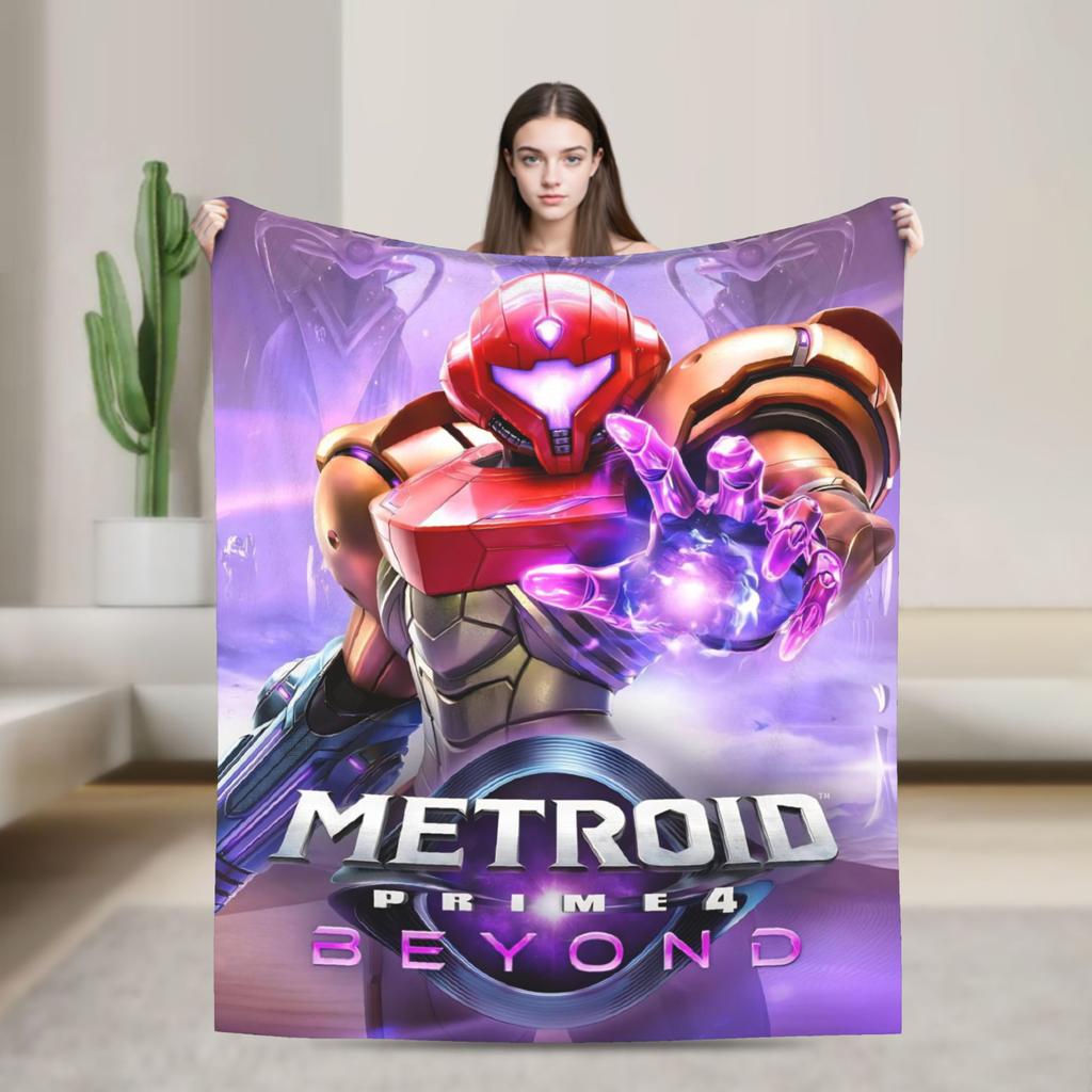 Soft Blankets Decorative Metroids Hero Game  Throw Blanket  Flannel Bedspread For Couch Chair Aesthetic Sofa Bed Cover