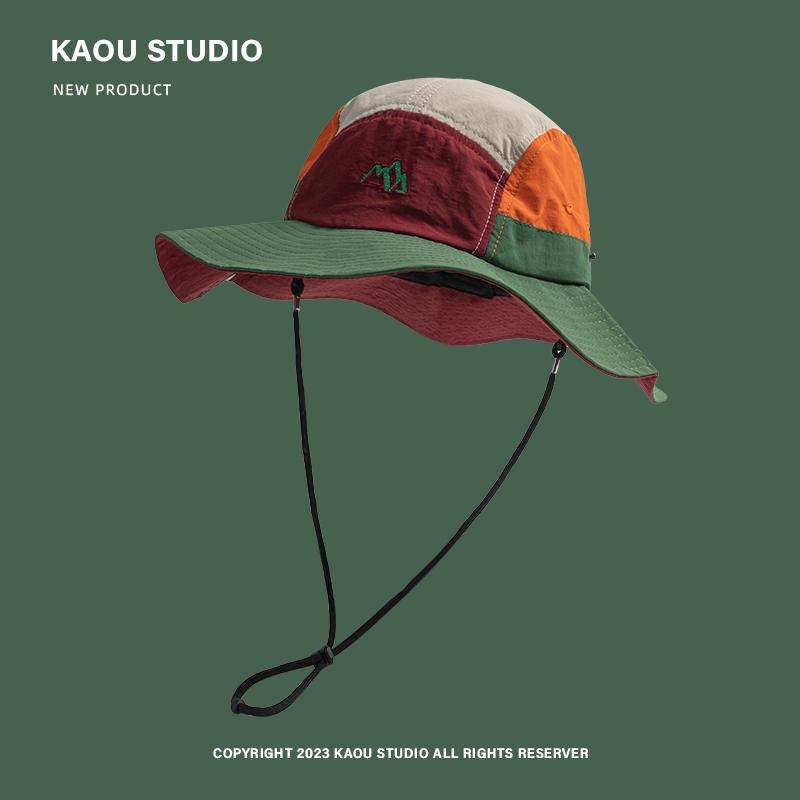 New Japanese Color Matching Bucket Hats Women Summer Outdoor Quick-drying Breathable Mountaineering Sun Protection Men's Caps