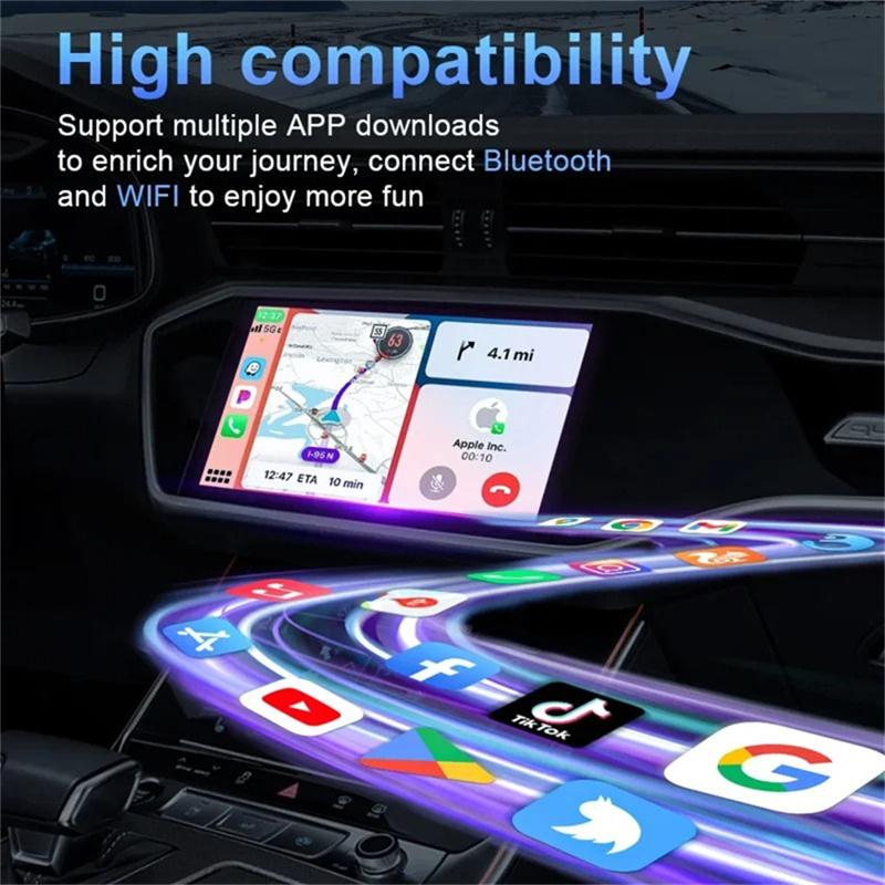 Adattatore Bluetooth MiNi Wireless 4-in-1 per Auto Carplay Spina USB Plug & Play Airplay Mirror Link WiFi Android Auto per iPhone Android Per il 98% di Auto OEM con Carplay e AA Cablati