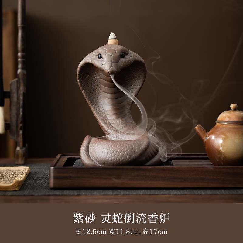 Backflow Incense Burner Old Rock Mud Snake Sandalwood Incense Household Indoor Agarwood Incense Creative Ceramic Ornament