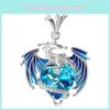 Temu Cross-border New Arrival Colorful Pendant Necklace With Heart-shaped Birthstone Dragon Wholesale Factory Direct Sale Haojie