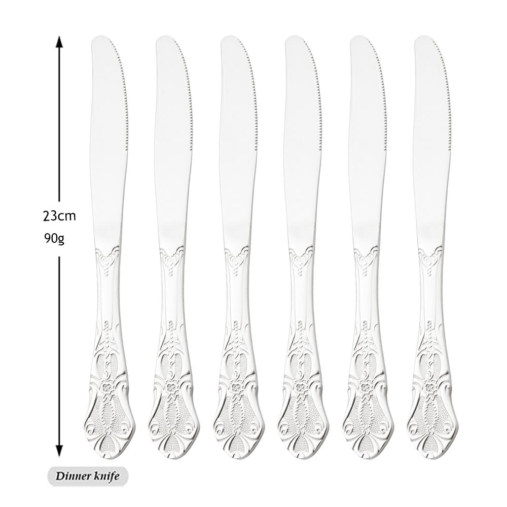 Mirror 24Pcs Vintage Dinnerware Set Stainless Steel Cutlery Set Knives Fork Teaspoon Tableware Kitchen Flatware Silverware Set