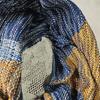 Used New, hand-woven stole, navy (indigo dye) and dark gold