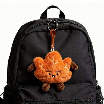 Maple Leaf Plush Keychain Cartoon Anime Leaves Plush Toy Backpack Bag Charm Cute Autumn Themed Accessory