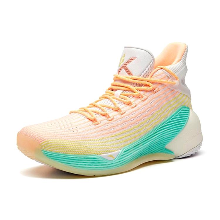 New Anta KT4 Klay Thompson, Playoffs The Depth Of A Quiet Stream High Top Basketball Shoes Men's White, Red, Yellow, Green 11921101-3
