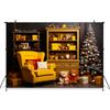 Mocsicka Indoor Christmas Home Photography Backdrop Child Birthday Photo Background Xmas Tree Bear Gifts Sofa Party Decor Banner