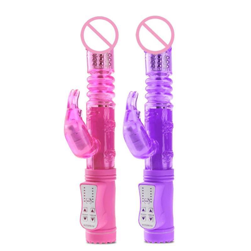 Rabbit Telescopic Adult Sex Toy Vibrator With Clit Stim For Female Pleasure